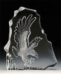 Engraved Lead Crystal -- Flying Eagle