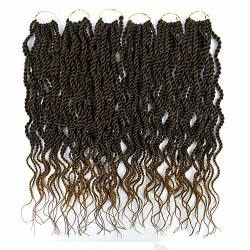 6PACKS 18INCH Wavy Senegalese Twist Crochet Hair Braids Wavy Ends Synthetic Hair Extension Kanekalon Curly Crochet Twist Braiding Hair 1B 27
