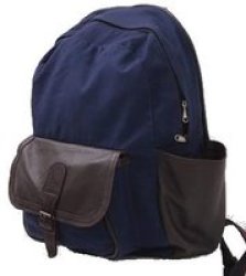 King Kong Leather Canvas & Leather Backpack Blue