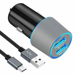 Fast USB C Car Charger Compatible Samsung Note 9 NOTE 8 Galaxy S10 PLUS S10 S10E S9 PLUS S9 S8+ S8 LG V40 THINQ G7 2 USB Smart Port Blue LED With
