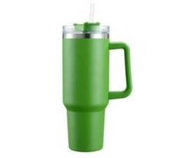 Double Wall Travel Mug Stainless Steel Vacuum Flask With Straw Hot cold 1.2L Tumbler With Handle Straw Lid - Green