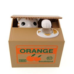 Cute Itazura Stealing Money Piggy Bank Animal Saving Box Multi-choice - Usa Seller Kittens Orange