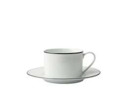 Premium Porcelain Cup & Saucer With Black Band Set Of 4