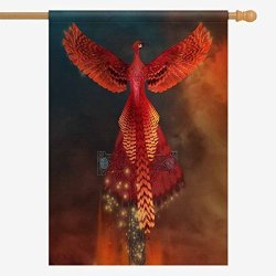 Interestprint Cool Burning Phoenix Alive With A Cross House Flags House Banner Decorative Flags For Home Outdoor Valentine Welcome Holiday Yard Flags 28" X 40" Without Flagpole