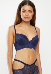 Sissy Boy All Over Lace Line Line Tshirt Bra - Navy