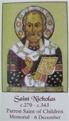 St Nicholas - Patron Of Children Holy Card