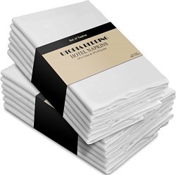 Cotton Dinner Napkins White - 12 Pack 18 Inches X18 Inches Soft And Comfortable - Durable Hotel Quality - Ideal For Events And Regular