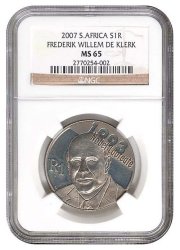 F W De Klerk MS65 Ngc Graded Silver R1 2007 Ms 65 Coin - Very Low Mintage Of 882 - Free Shipping