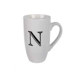 Mug - Household Accessories - Ceramic - Letter N Design - White - 8 Pack