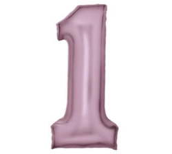 Foil Number 1 Balloon - Silk Pastel Pink 104CM