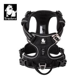 Pet Reflective Nylon Dog Harness No Pull Adjustable Medium Large Naughty Dog Vest Safety Vehicular Lead Walking Running - Black L