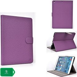 Folio Style Smart Cover Case| Color: Purple Created For Apple Ipad Air Wifi + Cellular Model A1475 16 Gb 32GB 64GB 128 Gb