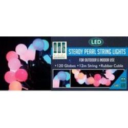 Koleda Light Outdoor Steady Pearl Warm White LED With Green Cable & 120 Globes 12M 230V 7.2W