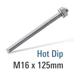 Dire EN8 Hot Dip Galv Stud M16X125 With Nut And Washer