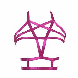 Jelinda Pentagram Harness Cage Bra For Women Hollow Out Cross Top Cupless Bondage Bra Purple 003