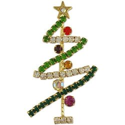 New Crystal Christmas Tree Brooch Pin Made With Swarovski Elements