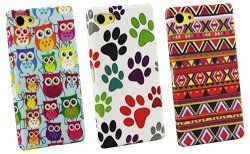 Emartbuy Paws Owls And Aztec Gel Skin Case Cover For Sony Xperia Z5 Compact Pack Of 3