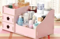 Cosmetic Wooden Makeup Organiser in Pink