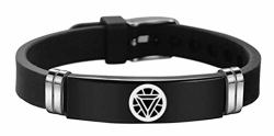 New Horizons Productions Iron Man Heart Logo Black Bracelet Wristband Fashion Stainless Steel