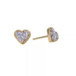 Clear Glitter Heart Gold Plated 6MM