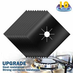 Stove Burner Covers Gas Stove Protector Reusable Non-stick Dishwasher Safe Easy Cleaning 10.6" X 10.6" 0.2 Mm Double Thickness Black 10 Pack