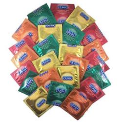 Durex Fruity Flavors Collection Strawberry Banana Apple And Orange Premium Flavored Latex Condoms And Silver Pocket travel CASE-24 Count