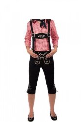 2 Pcs. Woman German Trachten Garments Genuine Leather Suspender & Short Complete Set