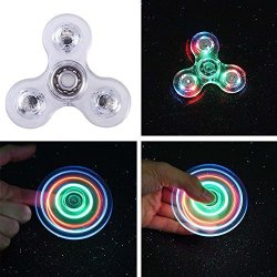Fidget Spinner Light Up Glow In The Dark LED Plastic Figit Hand Finger Toys Rainbow Ceramic Bearing Ultra Durable Perfect For Stress Anxiety Reducer