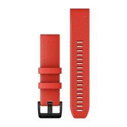 Garmin Quickfit 22 Watch Bands - Laser Red With Black Stainless Steel Hardware
