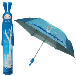 Fashion Folding Bottle Umbrella Brolly Parasol With Rabbit Shaped Case Blue