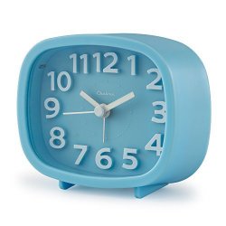 Chelvee Alarm Clock 3" Quartz Analog Alarm Clock With Night Light Ultra Small Silent With No Ticking Blue