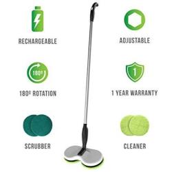 Gladwell Cordless Rechargeable Electric Mop - Floor Cleaner + Scrubber Dual Head Spin Rotating Design 3-IN-1 Extendable Handle For Wood Tile Marble Stone Vinyl