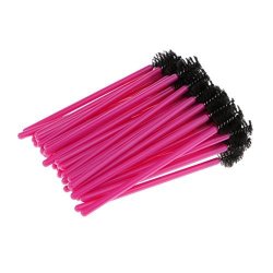 Sunnimix New 50PCS Soft Hair Disposable Mascara Wands eyelash Brushes eye Brow Lash Extention Eyebrow Brush Kits - Rose Red