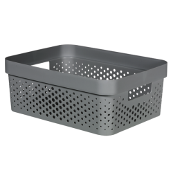 By Keter Infinity 11L Storage Basket With Dots - Dark Grey