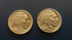 Set Of 2 Usa Five Cent Buffalo Or Indian Head Coins - The Rare 1913 And 1935
