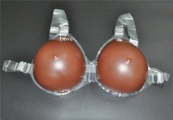 Breast Forms - Hollow Back Brown Teardrop With Straps C Cup 800 Grams