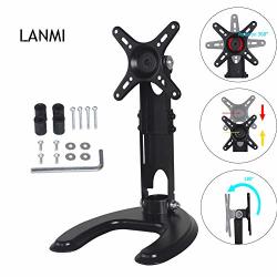Lanmi Single Lcd Monitor Desk Mount Stand With Free Stand Base Full Adjustable Height Tilt Swivel Vesa 50 75 100 Fits Screen Up To 24 Inch.