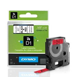 Dymo Standard D1 45017 Labeling Tape Black Print On Red Tape 1 2" W X 23' L 1 Cartridge