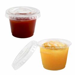 Tashibox 100 Sets 1 Oz Disposable Clear Plastic Cups With Lids Jello Shot Cups Souffle Cups Portion Cups