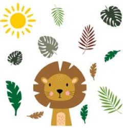 Lion In Leaves Wall Stickers