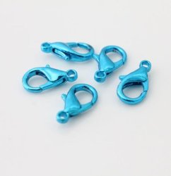 Lobster Clasps - Parrot - Metallic Turquoise Blue - 14MM