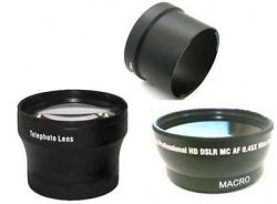 Wide Lens + Tele Lens + Tube Adapter Bundle For Canon Powershot G7 Canon G9