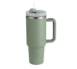 1.2L Tumbler With Handle Straw Lid Stainless Steel Travel Mug - Matcha Green