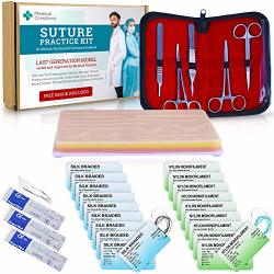 Suture Practice Kit By Medical Creations With Ebook Training Guide - Reusable Silicone Suturing Pad With Tool Kit Developed By Doctors - For Medical