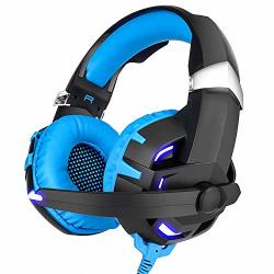 Hboy Gaming Headset Head-mounted Wired Headphones PS4 Headphones For PC Use With LED Lights Customizable Audio.-blue
