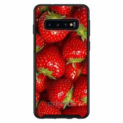 Distinctink Case For Samsung Galaxy S10 6.1" Screen - Custom Black Otterbox Symmetry - Bright Red Strawberries