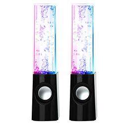 Samury Dancing Water Speaker Wireless Bluetooth USB Water Dancing Stereo Speakers Set Of 2 Water Dancing Speakers LED Light Gift Black