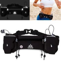 Aonijie Multifunctional Unisex Outdoor Sports Waist Bag With Safe Reflective Warning Strip Black
