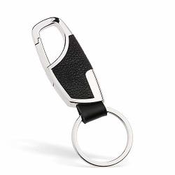 Keychains For Car Keys - Leather Car Key Chain For Men Stainless Combination Car Keys Holder With Gift Box Black