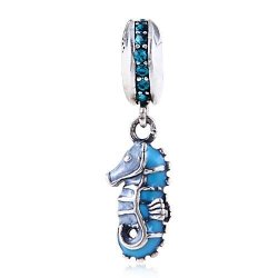 Tropical Seahorse 925 Sterling Silver Animals Beads Fit For Fashion Charms Bracelets Green Seahorse